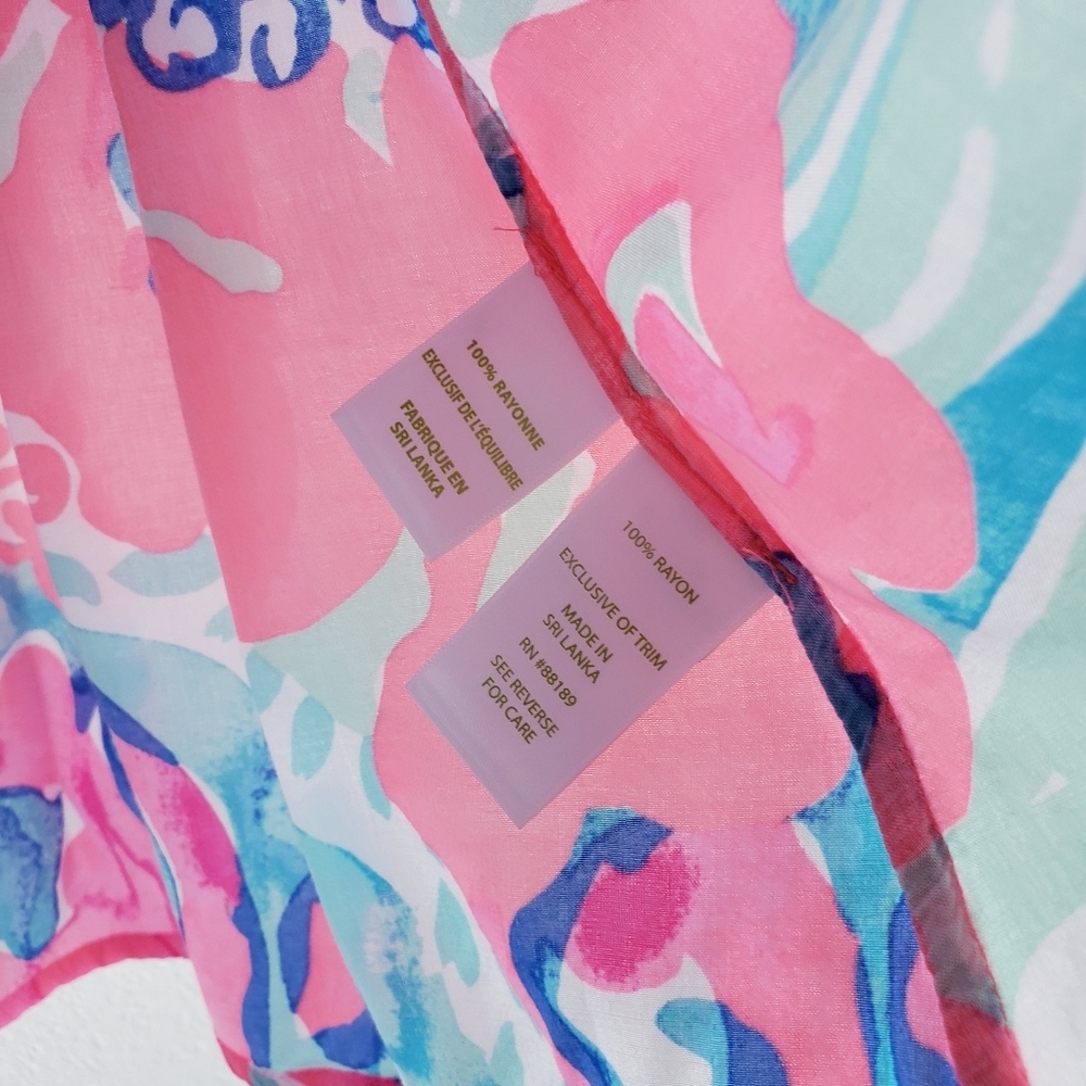 Lilly Pulitzer Sain Off The Sholder Top In Coral Reef I'm So Jelly - Picture 8 of 8